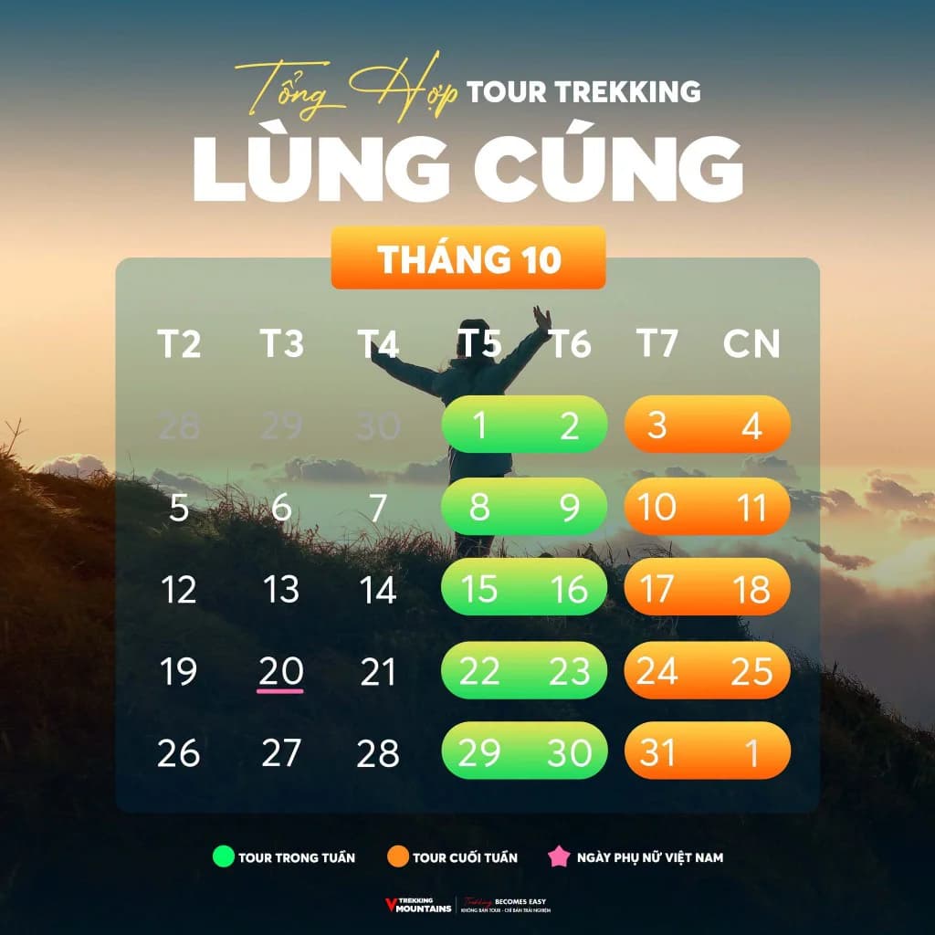 Tổng hợp tour trekking Lùng Cúng 2026: Lịch khởi hành trong tuần & cuối tuần